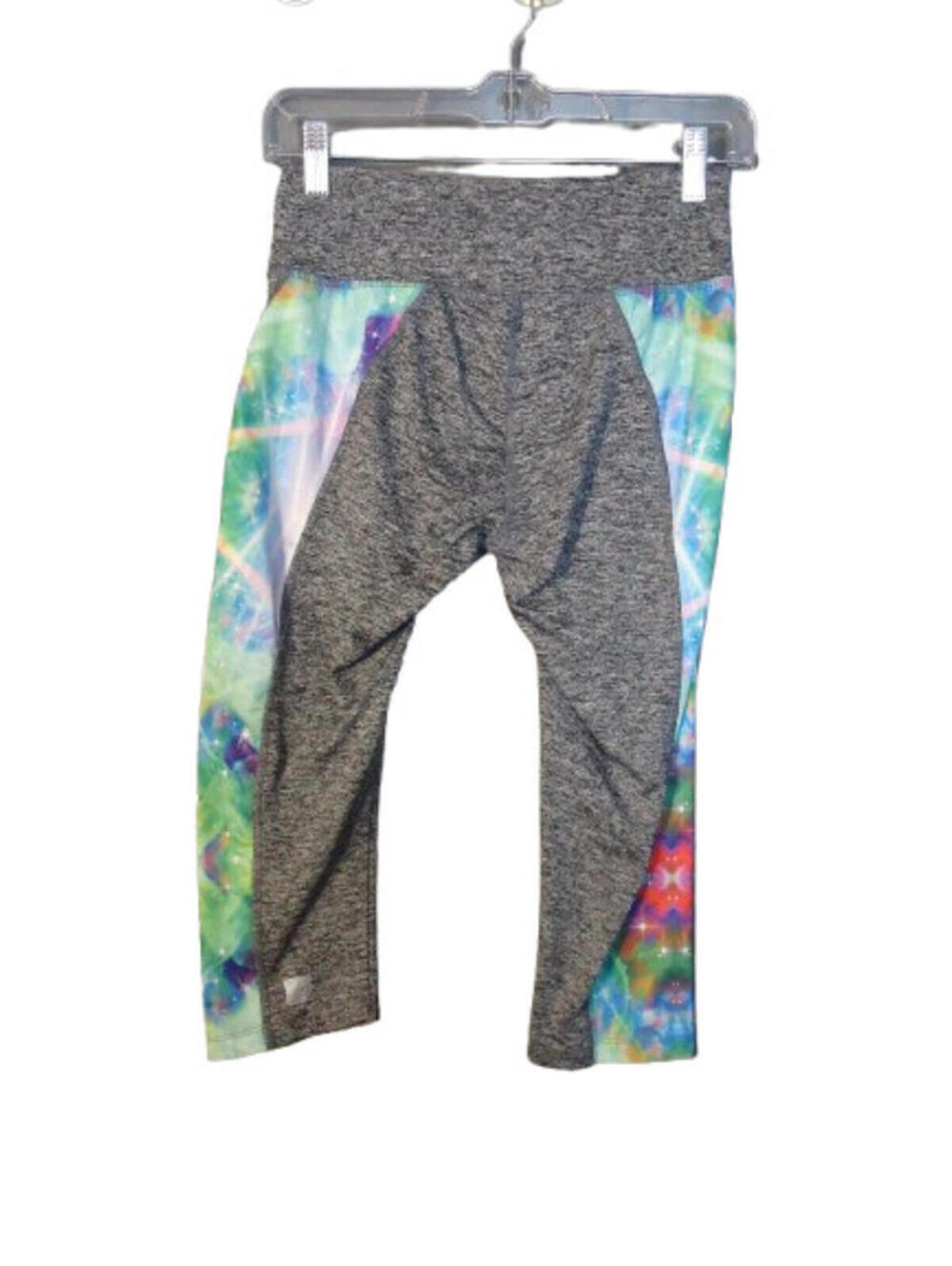 LulaRoe Jade Capri Workout Leggings Heathered Gray Galaxy Side Panels Size Small